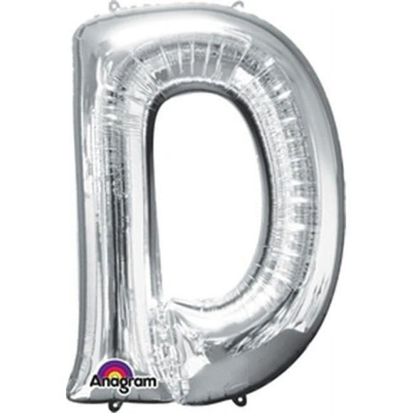 Anagram 78396 33 in. Letter D Silver Supershape Foil Balloon