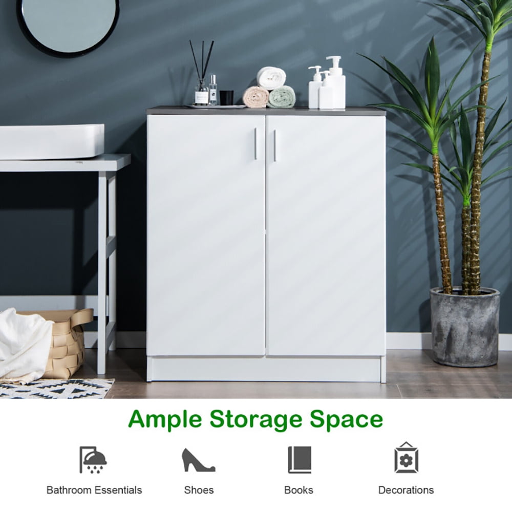 Finihen Storage Cabinet, Storage Sideboard Cabinet with Doors and Shelves, for Living Room, Home, Office, White