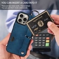 thumbnail image 4 of SaniMore Case for iPhone 13 Pro, PU Leather Durable [Back Card Slots] Wristlet Kickstand Buckle Protective Bumper Cover Shockproof Anti-fall/Anti-scratch for Ladies, Blue, 4 of 11