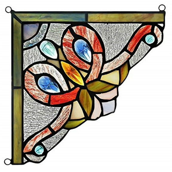 CHLOE Victorie Victorian Tiffany-glass Window Panel 8" Wide