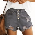 thumbnail image 2 of Denim Shorts For Women Four Button Fly High Waist Light Wash Distressed Frayed Hem Fashionable Jean Shorts With Pockets Loose Fit Summer Shorts 2026 Casual Trendy Vacation Shorts, 2 of 8