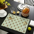 thumbnail image 3 of Green Highland Cow Flower Pattern Summer Placemats Table Placemats Set Of 6-Linen Kitchen Washable Placemats Table Mats 11.8"x17.7" Non-Slip Heat Resistant, 3 of 5