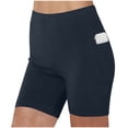 thumbnail image 2 of WAGUTH Women's High Waist Biker Shorts Side Pockets Stretchy Yoga Athletic Shorts for Workout Running,Dark Blue,XXL, 2 of 5