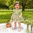 thumbnail image 4 of mgoYE Baby Girl Clothes Infant Summer Outfits Cute Butterflies Mesh Ruffle Sleeveless Romper Headband Set(Green,9-12 Months), 4 of 4