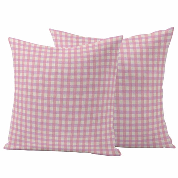 Pink Outdoor Waterproof Pillow Covers, Grid Checkered Plaid Gingham Lattice Trellis Decorative Square Throw Pillowcase Sofa Cushion Sham for Patio/Couch/Chair, 20"x20" 2 Pack