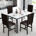 thumbnail image 4 of AWQM Modern Dining Table 5 Piece Set, Faux Marble Dining Table and PU Leather Dining Chairs for Breakfast Corner, Kitchen, Dining Room, 4 of 10