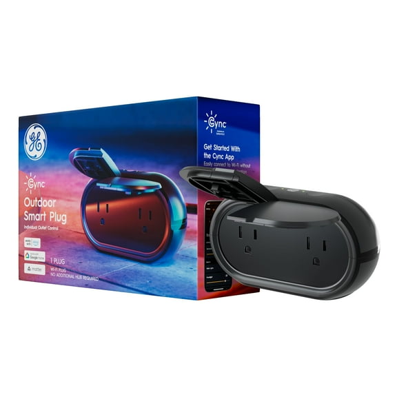 GE Cync Outdoor Smart Plug, Works with Alexa and Google, Matter Compatible, 1 Pack