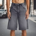 thumbnail image 2 of Mens Jeans Casual High Street Drawstring Loose Straight Leg Denim Shorts Summer Daily Wear Mens Jorts Grey XL, 2 of 5