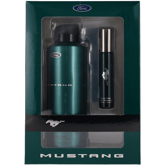 Green By Ford Mustang For Men Set: EDT Deo Body Spray 0.5oz 6.8oz