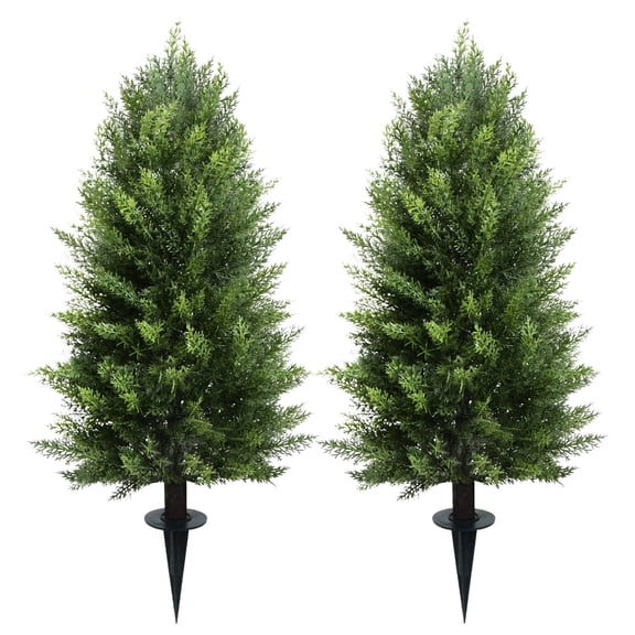 JOYOOSS 3 ft Artificial Cedar Topiary Ball Trees in Ground Spike 2 Count
