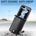 thumbnail image 5 of ELEHOLD for Samsung Galaxy Z Flip 6 Case, Leather Flip Detachable Card Holder Adjustable Cross-Body Strap Hinge Protection Shockproof Full Body Protective Case for Samsung Galaxy Z Flip 6,Black, 5 of 9