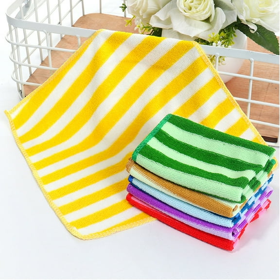 D-GROEE 5Pcs Absorbent Square Striped Microfiber Dish Cloth for Washing Dishes Dish Rags Best Kitchen Washcloth Cleaning Cloths