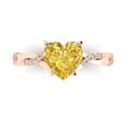 thumbnail image 2 of 2.1ct heart cut yellow Zircon 14k rose gold Bridal Wedding Engagement Promise Anniversary Ring for Women size 4.5, 2 of 7