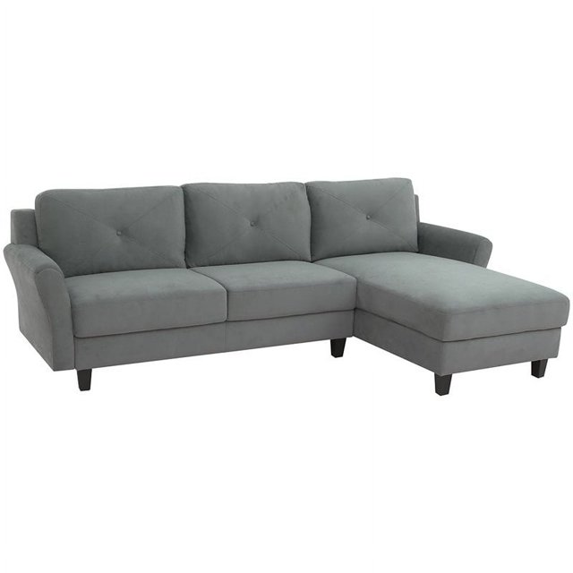 LifeStyle Solutions Sectionnel Hayworth avec Accoudoirs Roulés en Gris