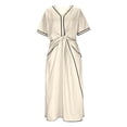 thumbnail image 5 of Huowey Women Oversized Maxi Dresses Summer Fashion Loose Fit Color Block Ruched Short Sleeve V-Neck Ruffle Elegant Flowy Casual Lightweight Long Dress Wedding Party Gowns,Beige,S, 5 of 5