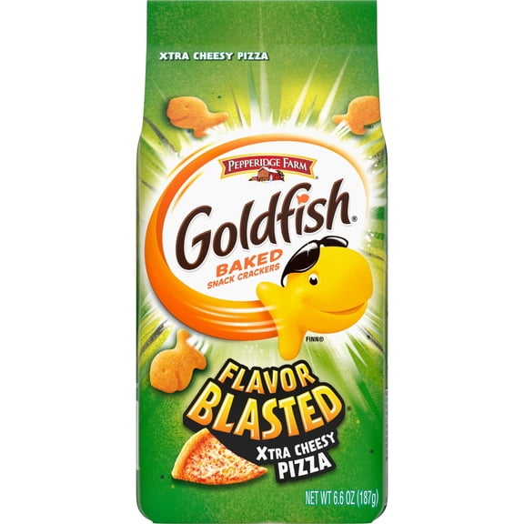 (4pack) Goldfish Flavor Blasted Xtra Cheesy Pizza Crackers, 6.6 oz. Bag