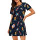 thumbnail image 1 of Fotbe Spaceships and Stars Bata de Dormir para Mujer con Estampado, Camisón de Algodón de Manga Corta, Ropa de Dormir Casual, 1 of 6