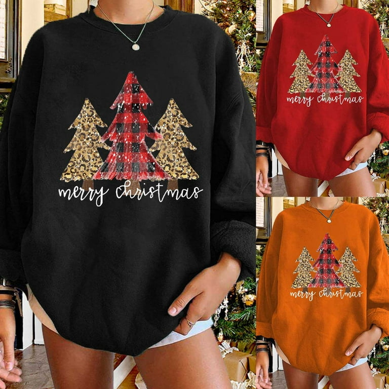 Casual Christmas Tree Printed Patchwork V Neck Tops Casual Christmas Tree Printed Patchwork V Neck Tops