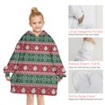 thumbnail image 6 of Red and Green Christmas Snowman Pattern Blanket Hoodies for Kids 6-13YR Oversize Wearable Blanket Hoodies for Boys Girls Teens, 6 of 7