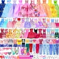 thumbnail image 1 of Kit de 70 piezas de ropa y accesorios para muñecas que incluye 4 vestidos de princesa, 8 vestidos de moda, 3 blusas, 3 pantalones, 2 trajes de baño tipo bikini, 20 zapatos, 10 perchas, 20 accesorios p, 1 of 6