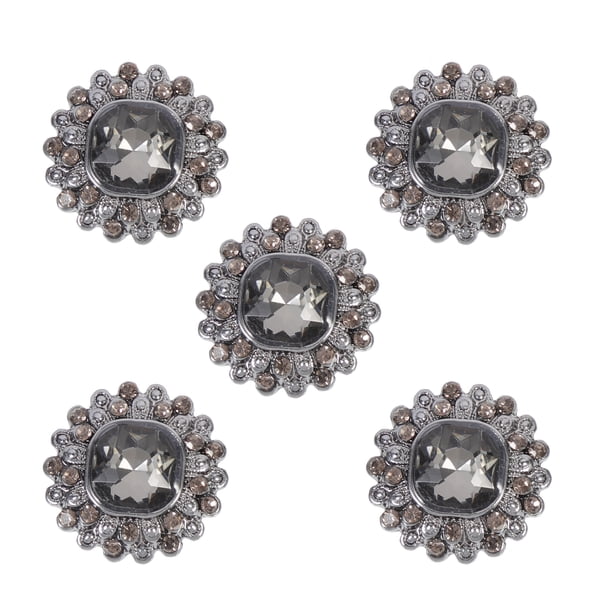 BRIGHTFUFU 5pcs Botones de rehinestona de aleación Botones de capa de cristal botones de abrigo de bricolaje