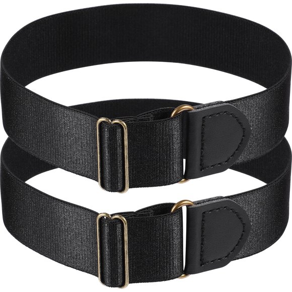 BRIGHTFUFU 2 Pcs Blouse Sleeve Garters for Women Hold Sleeves In Place Black Chinlon