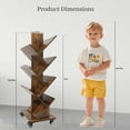 thumbnail image 4 of 14-Tier Tree Rotating Bookshelf, 360 Degree Spinning Wood Corner Book shelf  with Wheels, Space-Saving Bookcase for Small Spaces, Bedroom Living Room Home Office, Rustic Brown, 4 of 8