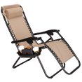 thumbnail image 3 of Veryke Zero Gravity Chair Set of 2, Adjustable Beach Chair Recliners with Cup Holder for Patio, Beige, 3 of 11