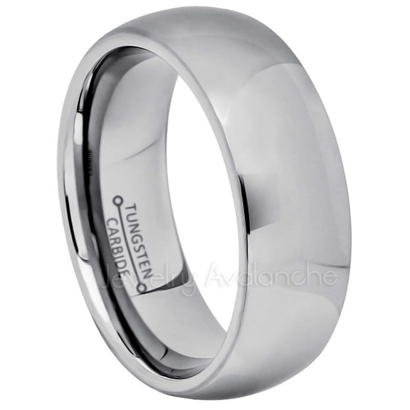 Jewelry Avalanche Tungsten Carbide Mens Wedding Band, Comfort Fit Polished Classic Dome Anniversary Ring 8mm