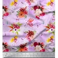 thumbnail image 1 of Soimoi Pink Cotton Voile Fabric Leaves & Floral Printed Fabric 1 Yard 42 Inch Wide, 1 of 1