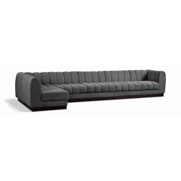Meridian Furniture Quinn 6-Piece L-Shaped Fabric Modular Sectional in Dark Gray