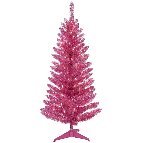 Árbol de Navidad artificial Kadunmina de 4 pies con soporte rosa de 115 puntas