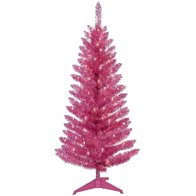 Árbol de Navidad artificial Kadunmina de 4 pies con soporte rosa de 115 puntas