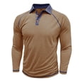 thumbnail image 4 of MIXUE Polo Shirts For Men Summer Solid Color Lapel Button Down Long Sleeve Casual Comfortable Breathable Sportswear,Brown,M, 4 of 7