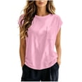 thumbnail image 6 of Horkkom Short Sleeve Tops for Women Crew Neck Solid Color Basic Tees Casual Loose T Shirts with Pocket M, 6 of 10