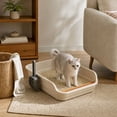 thumbnail image 5 of Large Cat Litter Box, Top Entry Cat Litter Box, Cat Litter Pan with Cat Scooper, Senior Cat Litter Boxes, Detachable Easy Clean, Cat Necessities 19.29x13.78x5.12 Inch (White), 5 of 6