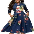 thumbnail image 1 of Femmes Vintage A-Line Robe Tunique Longue Sans Manches Robe Florale, 1 of 6