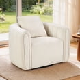 thumbnail image 5 of Ebello Swivel Accent Chair, Modern Velvet Living Room Chair with Pillow, Barrel Chair for Bedroom & Reading Corner (Beige,1 Pack，Fully Assembled ), 5 of 11