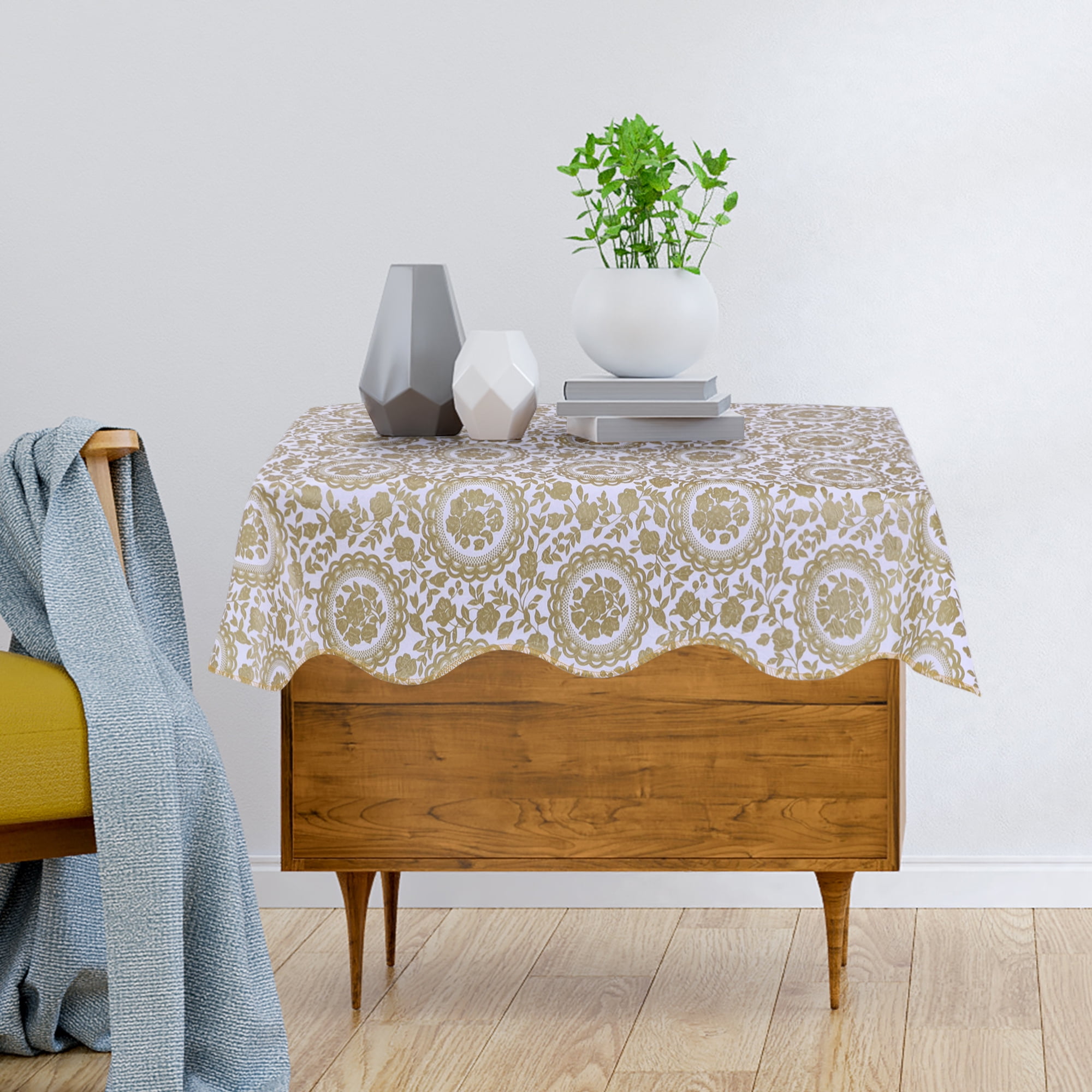 PiccoCasa Waterproof Vinyl Square 24 X 24 Tablecloth Flower Print Piccocasa waterproof vinyl square 24 x 24 tablecloth flower print
