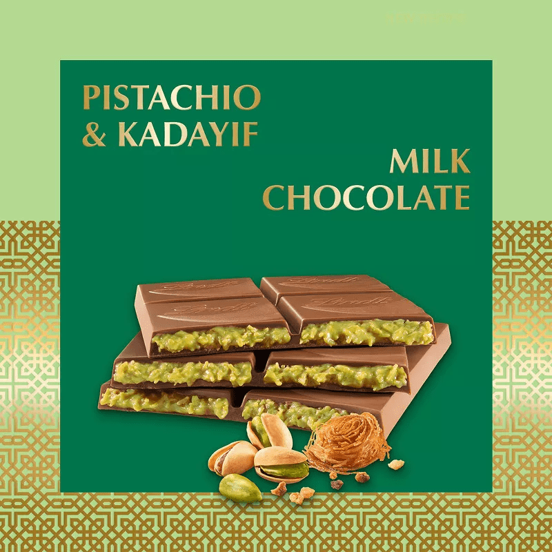 Lindt Dubai Style Milk Chocolate Candy with Pistachio & Kadayif, 5.3 oz. Bar | Pack of 2