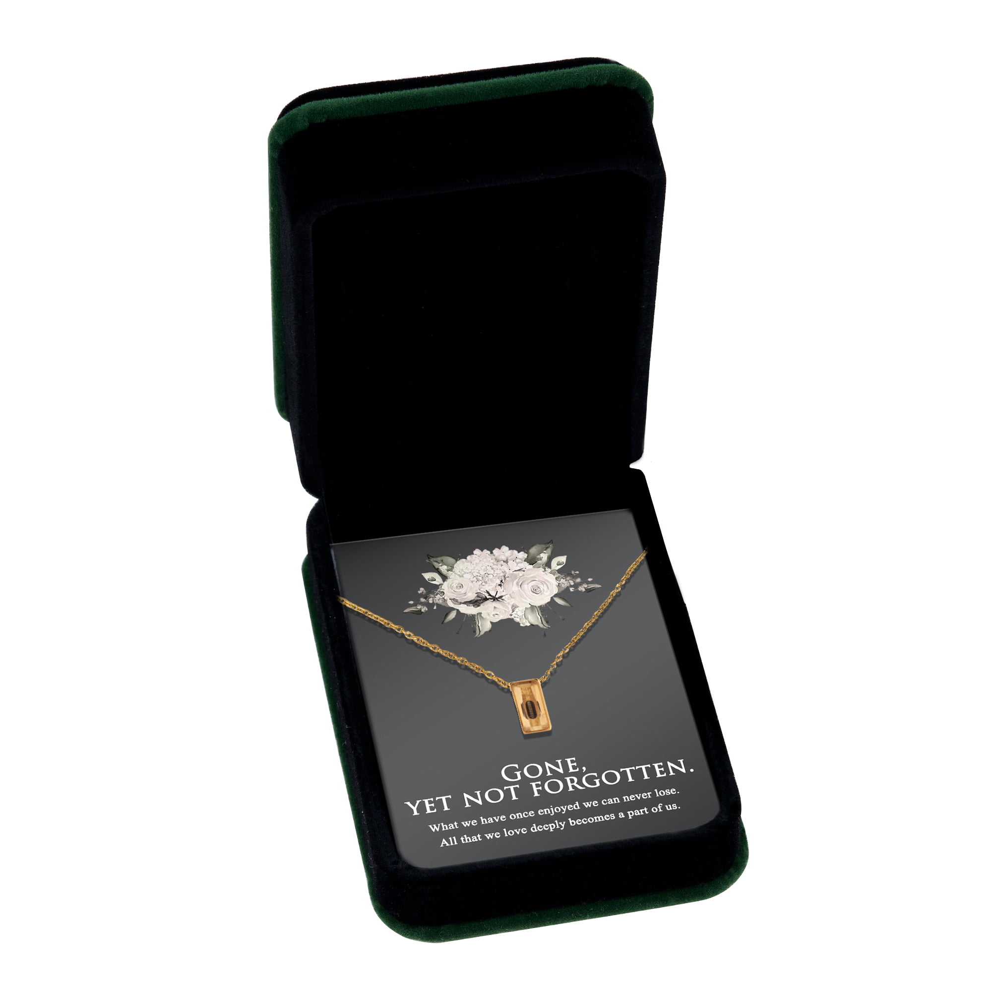 Anavia Mini Cube Cremation Jewelry Stainless Steel Keepsake Memorial Urn Necklace for Human with"Gone, yet not forgotten" Comfort Card-[Gold]