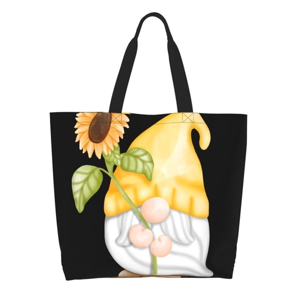 Honeii Sunflower Gnomes5 Print Tote Bag for Women, Foldable Tote Bag Large Shoulder Bag Top Handle Handbag for Travel, Work
