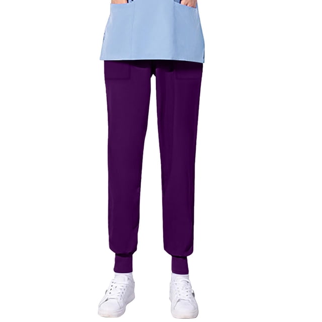 TIMIFIS Medicals Scrub Pants for Women Stretch Yoga Scrub Joggers Plus Size Nursing Pants Solid Color Four Season Loose Work Pants with Pockets - Spring/Summer