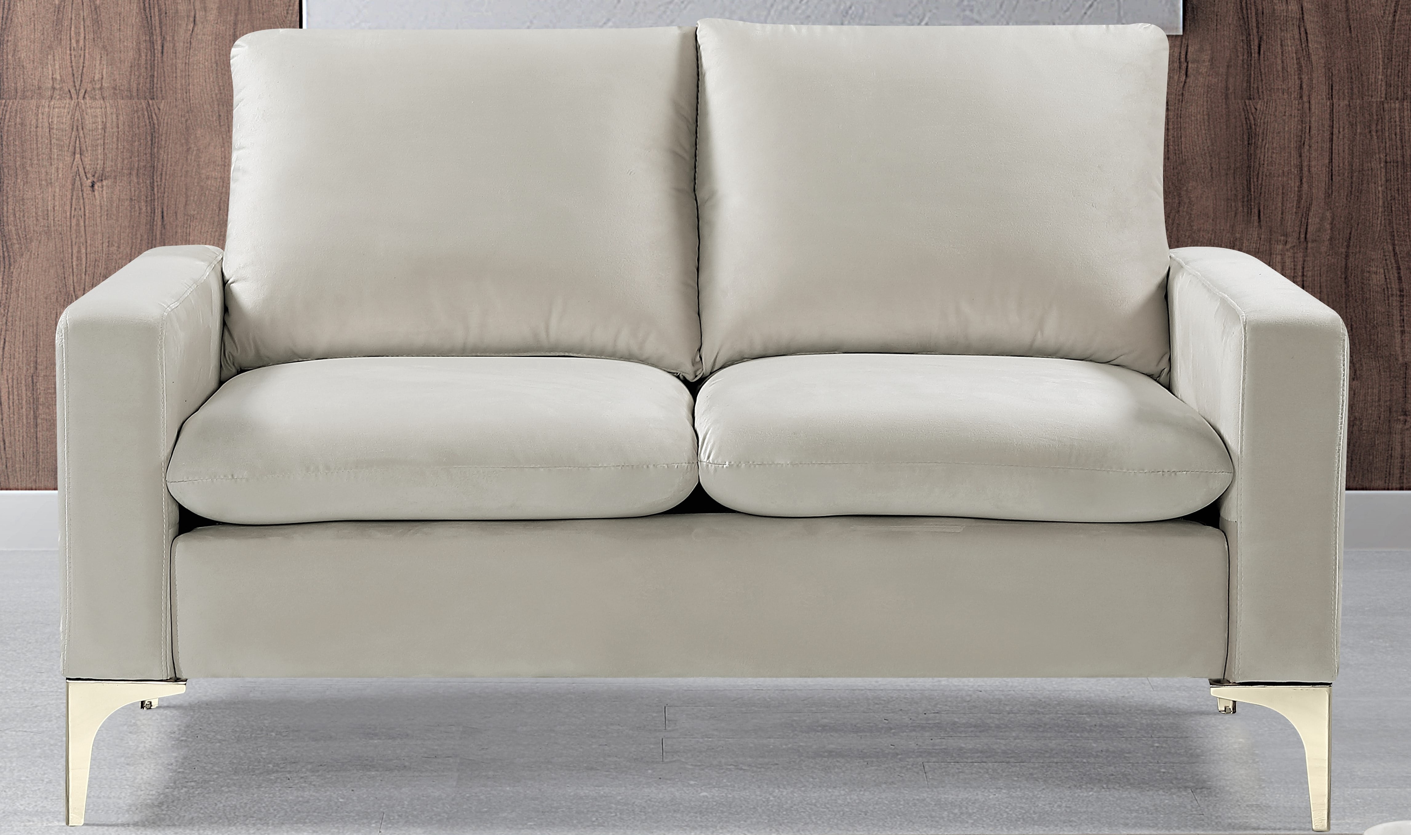 Uspridefurniture Buchholz 54.7'' Velvet Square Arm Loveseat -Beige