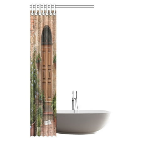Pop Tuscan Decor Shower Curtain Medieval Facade Italian Rustic