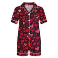 thumbnail image 5 of Vetsdori Valentines Pajama Sets for Women Soft 2 Pieces Sleepwear Gifts for Girlfriend Shorts & Top , Nightwear Valentines Day Womens Pajamas Collared,Red, 5 of 5