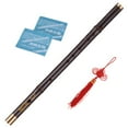 thumbnail image 1 of Professional Black Bamboo Dizi Flute Traditional Handmade Chinese Musical Woodwind Instrument Key of D Study Level, 1 of 3