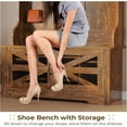 thumbnail image 6 of Hall Tree with Bench and Shoe Storage, 5-in-1 Entryway Bench with Coat Rack, 10 Shoe Cubbies & 9 Coat Hooks, Barn Door & Adjustable Shelf, Rustic Brown, 6 of 10