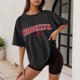 thumbnail image 2 of Camiseta holgada de manga corta y cuello redondo con estampado informal para mujer, 2 of 4