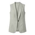 thumbnail image 7 of Olyvenn Womens Notch Lapel Single Button Sleeveless Blazer Vest, Mid Length Straight Cut Side Hand Pockets Tailored Fit Gray XXL, 7 of 7